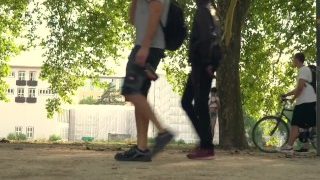 Jeny Smith walks the streets naked with only painted pants